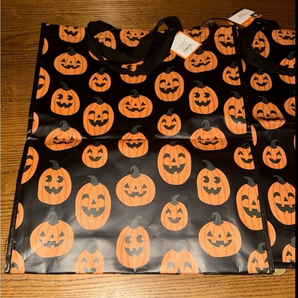 Pumpkin Theme Halloween Reusable Tote Bags Set of (2) - Picture 4 of 6